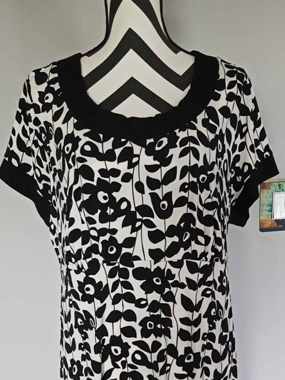 Apt 9 Floral Black/White 1X Dress